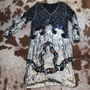 Silk lined vintage sequin dress